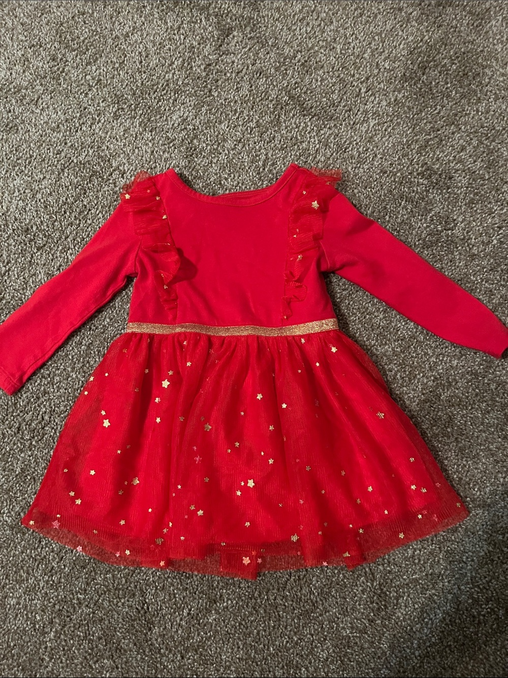 Cat & Jack Bright Red Toddler Dress with Star Embellishments